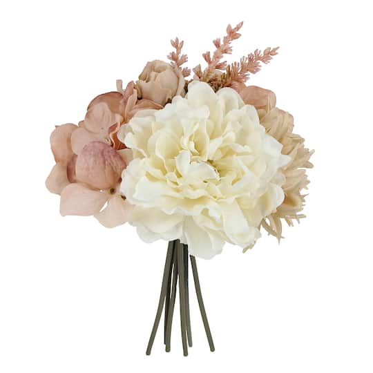 11" Pink Peony & Cream Rose Mix Bouquet by Ashland®